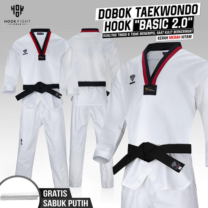 Gambar Dobok Taekwondo Hook Pemula Seragam Taekwondo Kerah Merah Hitam Pemula D2V - MERAH-HITAM-2.0, 180 dari Hook Fight Gear HQ undefined Tokopedia
