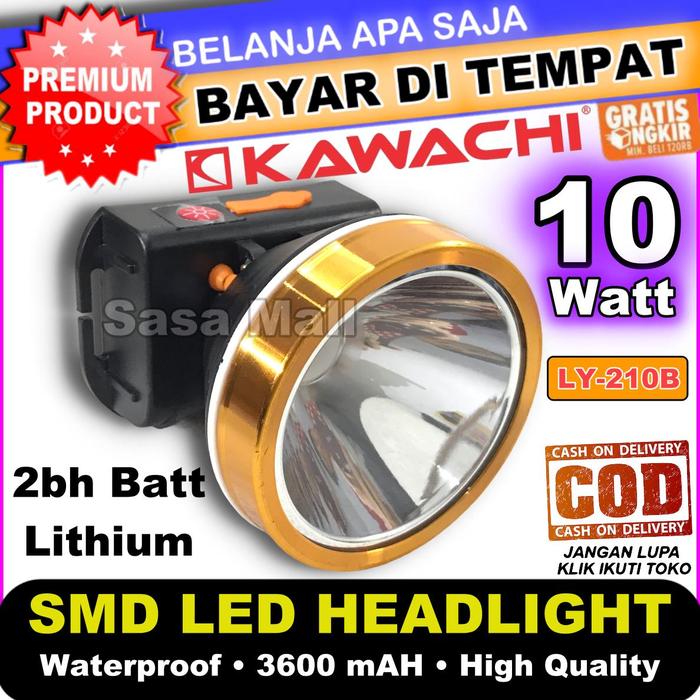Gambar [COD] Senter Kepala Kawachi 10watt LY 210B WaterProof Tahan Air 10 W - Putih dari Mirza Collectionss undefined Tokopedia