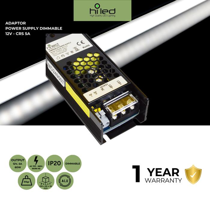 Gambar HILED Adaptor / Power Supply CRS Indoor Dimmable 12 Volt Real Capacity - 60W dari Hiled Official Store undefined Tokopedia