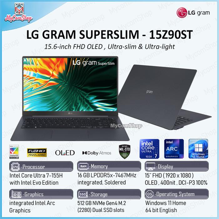 Gambar LG GRAM SUPERSLIM 15 OLED 15Z90ST ULTRA 7-155H 16GB RAM 512GB SSD INTEL ARC 15" FULL HD OLED DISPLAY dari MYCOMSHOP undefined Tokopedia
