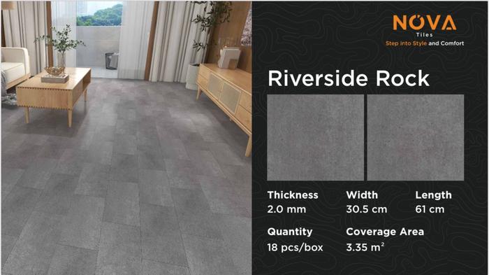 Gambar Lantai Vinyl Flooring Tile Stone Series Vinyl Nova Tebal 2mm - Riverside Rock dari Indah Wallpaper undefined Tokopedia