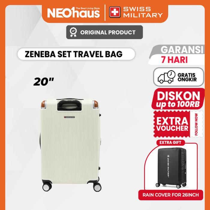 Gambar Swiss Military Zeneba Luggage Silver - Koper set 26" & 20" - 20 Inc Putih dari Neohaus Indonesia undefined Tokopedia