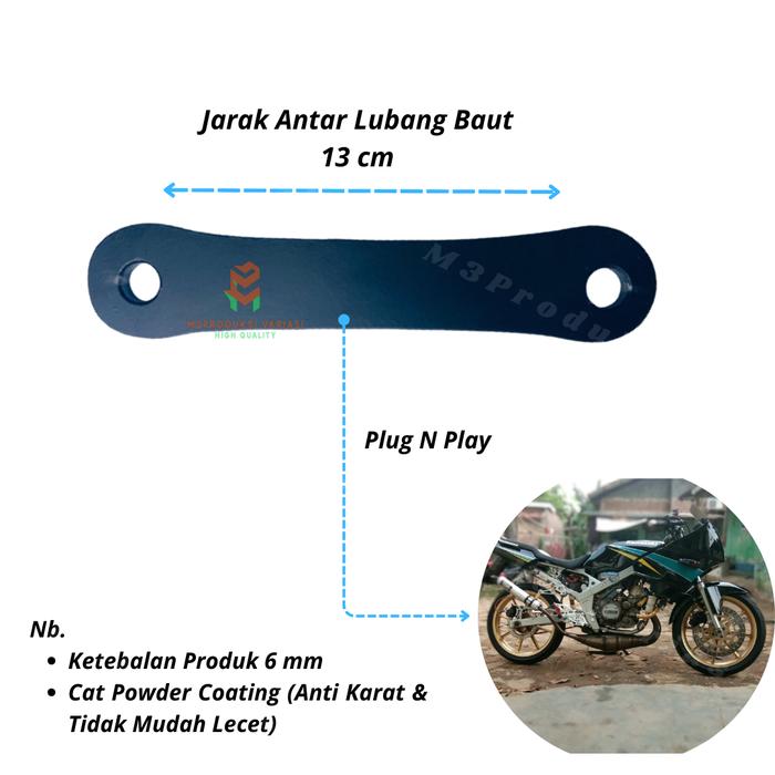 Gambar Lowering Unitrak Kit Ninja R RR SS Pemendek Monoshock Breket Plat Arm Unitrack Variasi Ninja Penurun Shok Belakang - Panjang 13cm, Hitam dari M3Produksi undefined Tokopedia