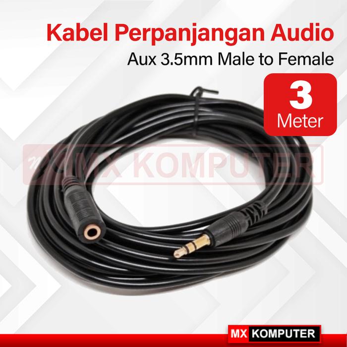Gambar Kabel Extension Audio 3.5mm male to female cable aux jack 3.5mm port - 3m dari MXKomputer_NEW undefined Tokopedia