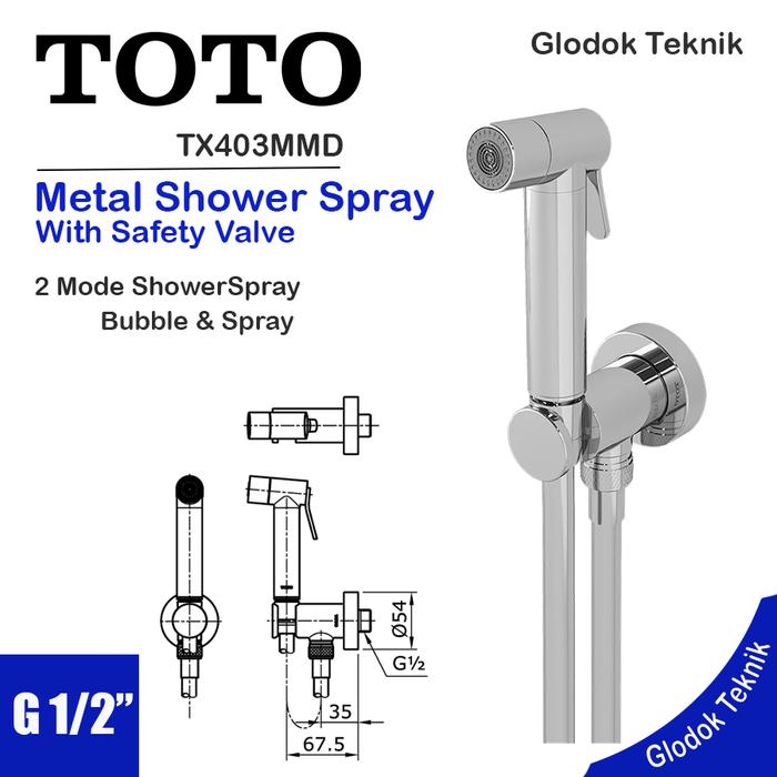 Gambar TOTO Closet Shower Spray With Safety Valve Chrome  TX403MMD Luxury Metal 2 Mode Shower Spray with Auto Stop Valve (Chrome) dari Glodok Teknik Supplier undefined Tokopedia