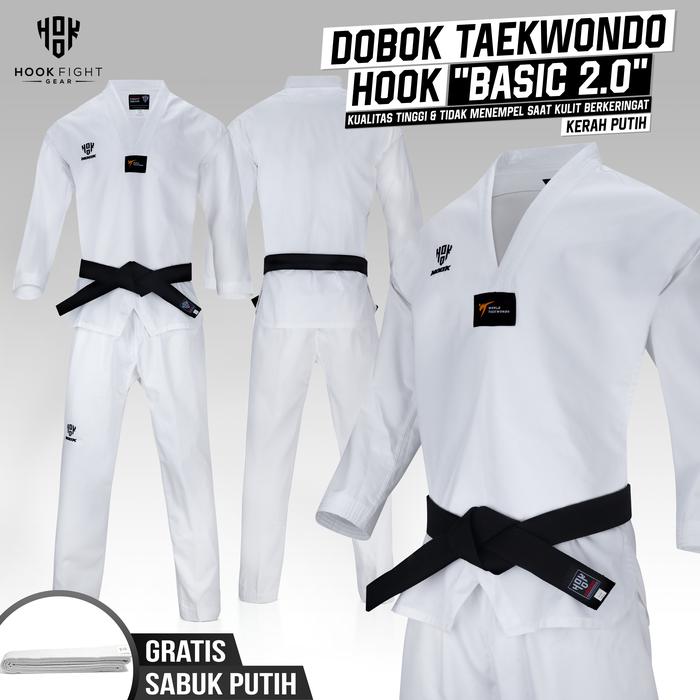 Gambar Dobok Taekwondo Hook Basic Kerah Putih Seragam Taekwondo Basic Hook D2V - BASIC-PUTIH-2.0, 190 dari Indofight undefined Tokopedia