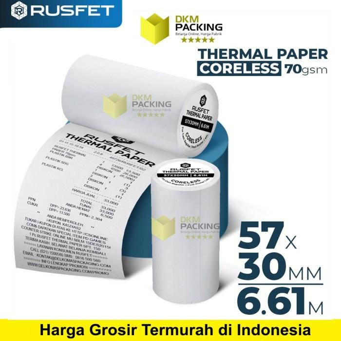 Gambar Kertas Termal Paper Thermal Printer Struk Kasir POS Barcode RUSFET - Paper 57x30mm dari dkm packing undefined Tokopedia