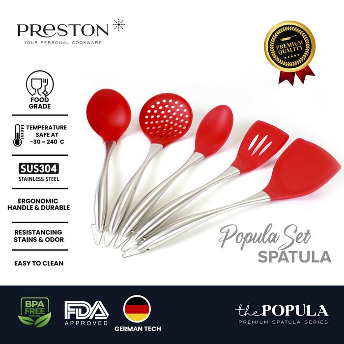Gambar Preston Popula Set Spatula Hitam - Sutil Masak Silikon Food Grade - Merah dari Prestoncookware undefined Tokopedia