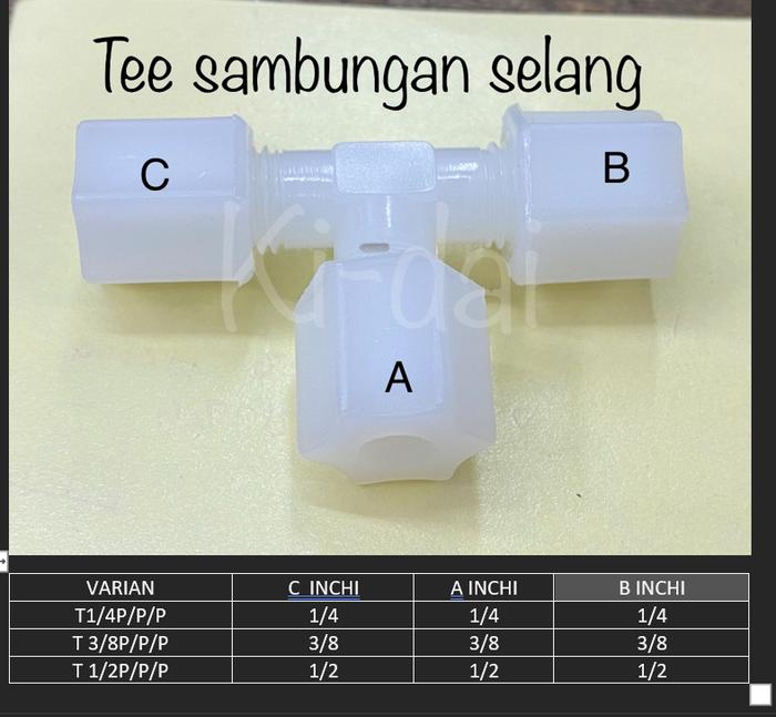 Gambar TEE KONEKTOR SAMBUNGAN SELANG TUBING RO MODEL PUTAR JACO - 3/8 P/P/P dari Asia filter undefined Tokopedia