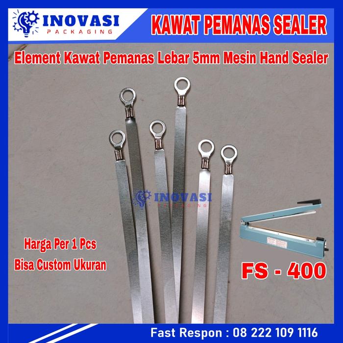 Gambar Plat Kawat Pemanas / Element Pemanas Lebar 5mm Mesin Press Hand Sealer Heating Wire Hand Sealer - 5x40 dari INOVASI PACKAGING undefined 4 Tokopedia