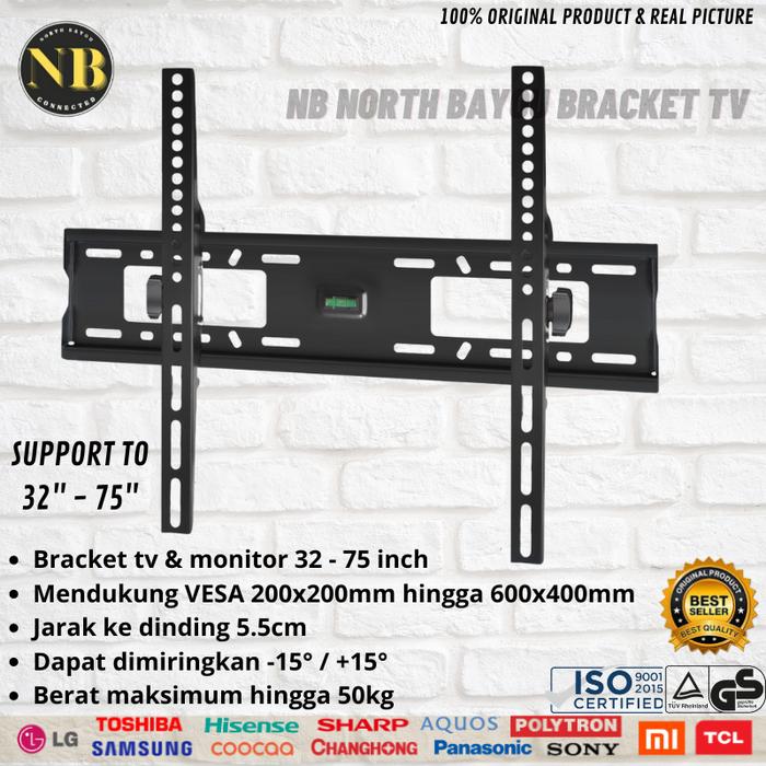 Gambar BRACKET BRAKET BREKET TV DINDING UKURAN 75 70 65 60 55 50 43 40 32 INCH - BISA NUNDUK dari NB NORTH BAYOU BRACKET TV undefined Tokopedia