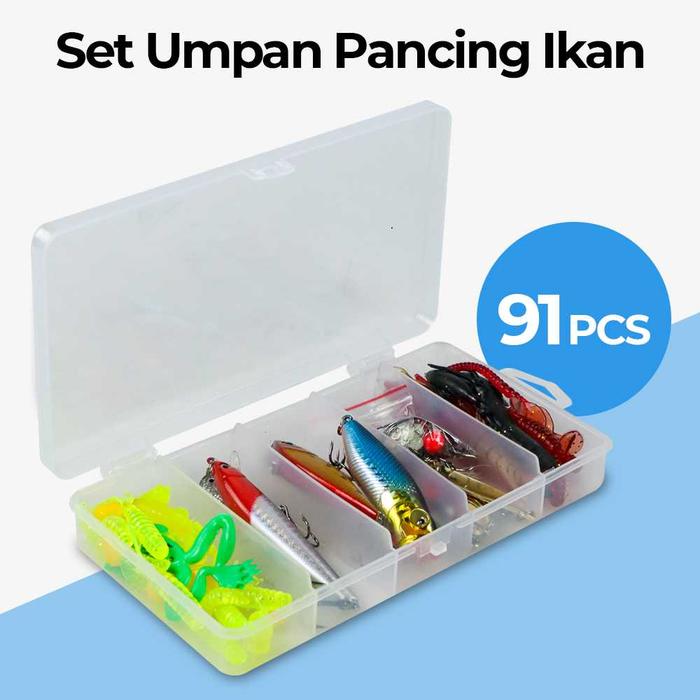 Gambar 1 set umpan pancing fishing lure bait 100 buah dan kotak organizernya - 91pcs dari Surveogear_NEW undefined Tokopedia