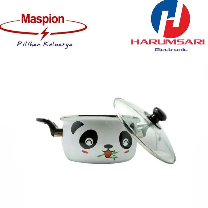 Gambar MASPION Enamel Hello Panda Panci Serbaguna Tutup Kaca Diameter - 22 CM dari Calandra_77 undefined Tokopedia
