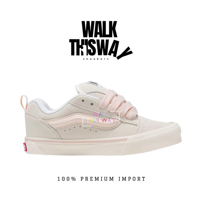 Jual sepatu wanita sneakers vans old skool KNU beige pink sepatu