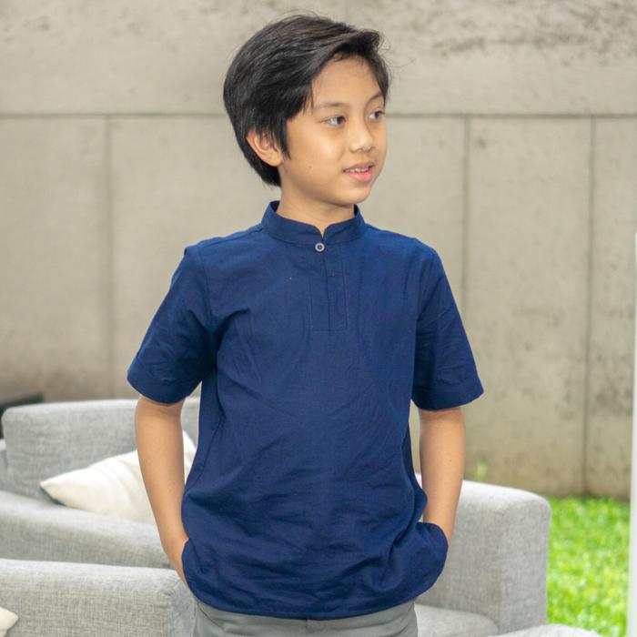Gambar Little Pampered Kemeja Koko Katun Anak Laki-Laki - Navy, L ( 9-10th ) dari BlueButton undefined Tokopedia