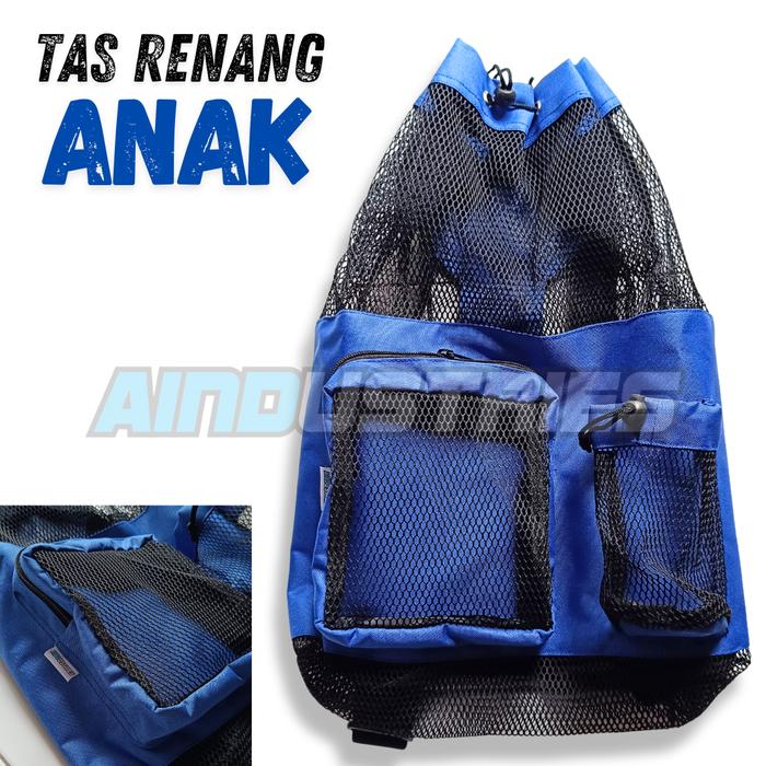 Gambar Tas Ransel Jaring Serut Peralatan Renang Diving Pantai Snorkeling Swimming Bag Gears - Biru dari Aneka Tas Industri undefined Tokopedia