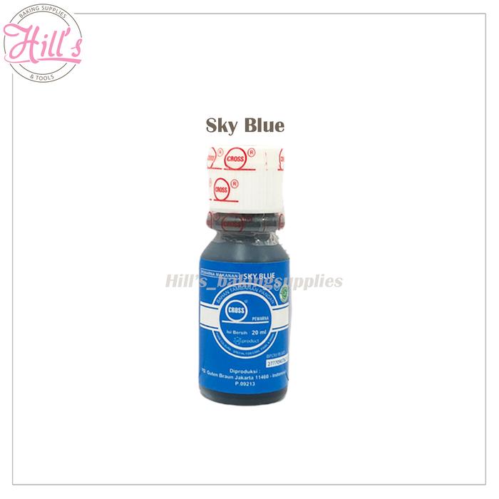 Gambar PEWARNA MAKANAN CROSS 20 ml / OIL BASE / LIQUID ICING / FOOD COLOR - Sky Blue dari Hill's baking supplies & tools undefined Tokopedia