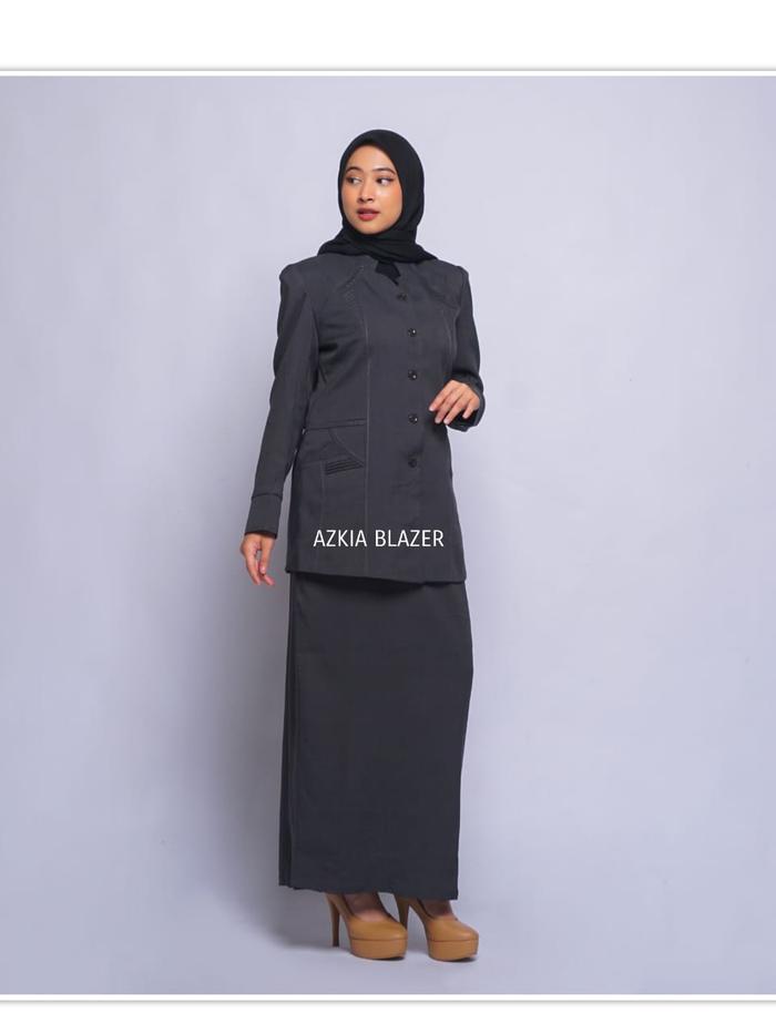 Gambar Azkia Blazer original produk,warna Abu tua Stelan kerja wanita - St.rok panjang, S dari AZKIA BLAZER OWNER undefined Tokopedia