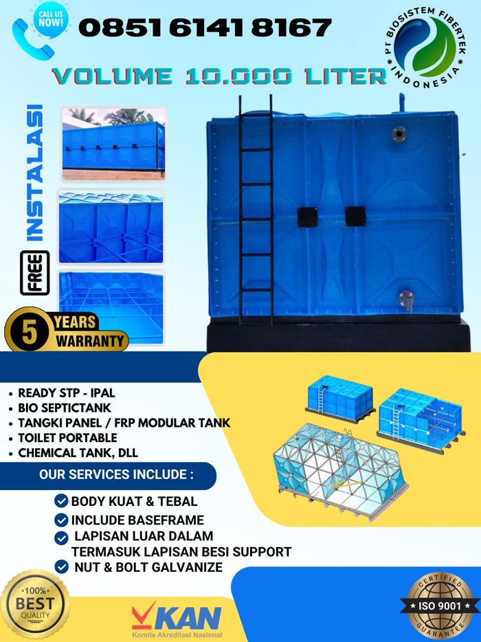 Jual FRP Modular Tank - Tangki Panel Biotech Sistem 10000 liiter / 10 ...