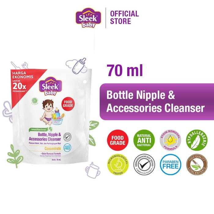 Gambar Sleek Baby Bottle Nipple & Accessories Cleanser Pouch 70ml / Sabun Cuci Botol - PCH 70ML dari Milk Monster Baby Shop undefined Tokopedia