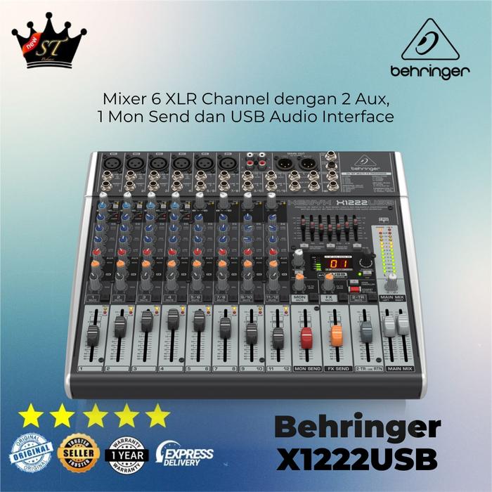 Jual Behringer X1222USB X1222 Mixer 12 Input 6 Channel Preamp USB Interface Kota Bekasi New