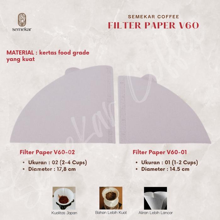 Gambar V60 Coffee Filter Paper - Kertas saring Kopi Cone Bottom - Putih Japan - 01 (1-2cups), 10 pcs dari Semekar Coffee Kota Tangerang Selatan Tokopedia