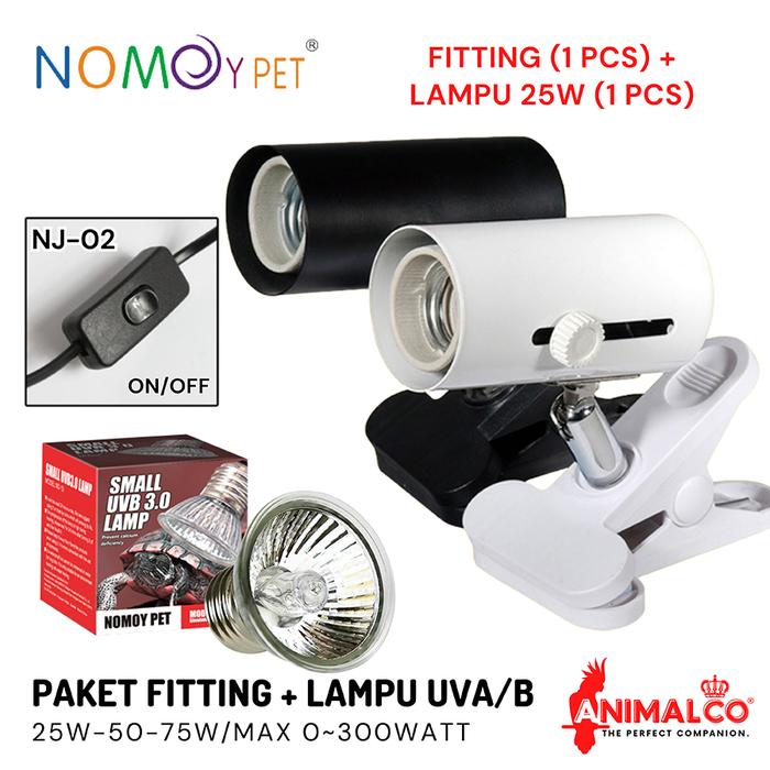 Gambar FITTING KERAMIK JEPIT NOMOY + LAMPU UVA UVB REPTIL IGUANA SULCATA KURA - NJ02 + 25w, Hitam dari Animal Co undefined Tokopedia