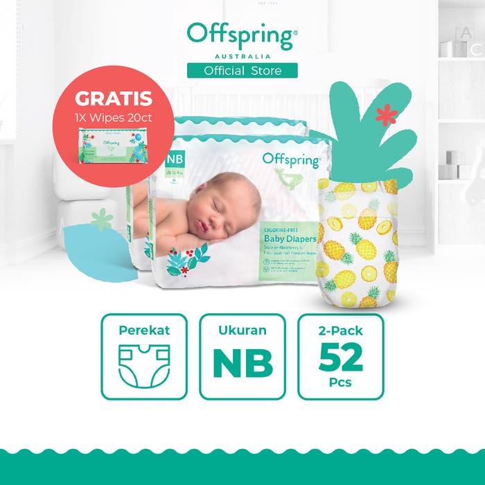 Gambar Offspring Popok Bayi Diaper SAP Twin Perekat NB26 x2 +GRATIS 1x Tisu20 dari Offspring Indonesia undefined Tokopedia