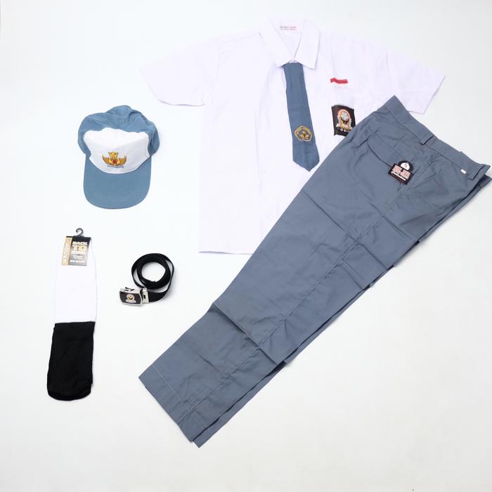 Gambar Setelan SMA Seragam Sekolah Abu Abu Cowok Baju Pendek Celana Panjang - Topi Abu Putih, Kls 2 SMA 18/30 dari Seragam Sekolah Ku undefined Tokopedia