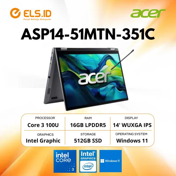 Gambar Acer Aspire Spin ASP14-51MTN Touch Intel Core 3 100U 16GB SSD 512GB dari Els Computer undefined Tokopedia
