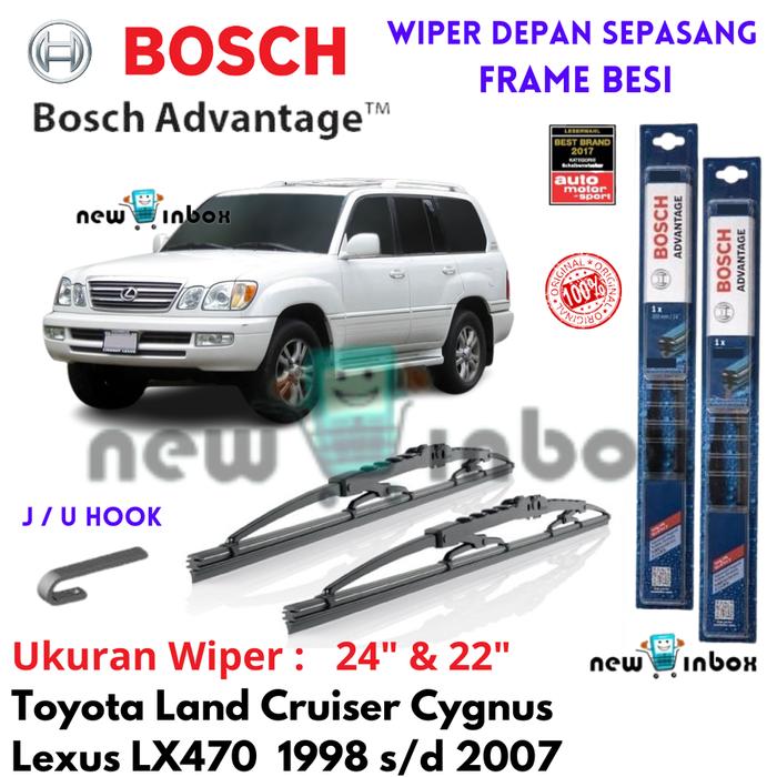 Gambar Wiper Depan Mobil TOYOTA LANDCRUISER LAND CRUISER CYGNUS / LEXUS LX470 LX 470 1998-2007 Sepasang BOSCH ADVANTAGE 24" & 22" ORIGINAL - Depan 24" & 22" dari NEW IN BOX undefined Tokopedia