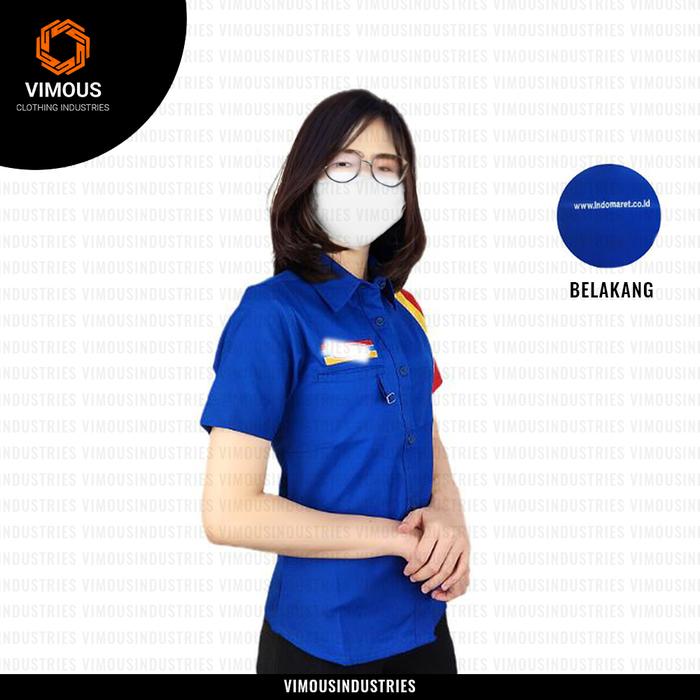 Gambar Kemeja Kerja Minimarket Seragam Indomaret Standar Pria Wanita Slimfit - Wanita, S-M-L dari Vimous Industries undefined Tokopedia
