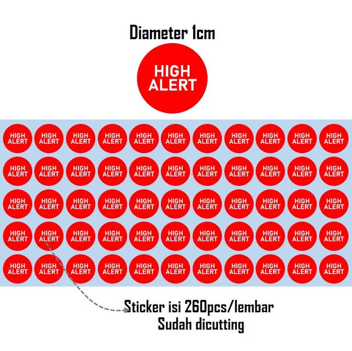 Gambar stiker high alert stiker high alert double check label peringatan untuk medis - bulat  dari Stiker Sign undefined Tokopedia
