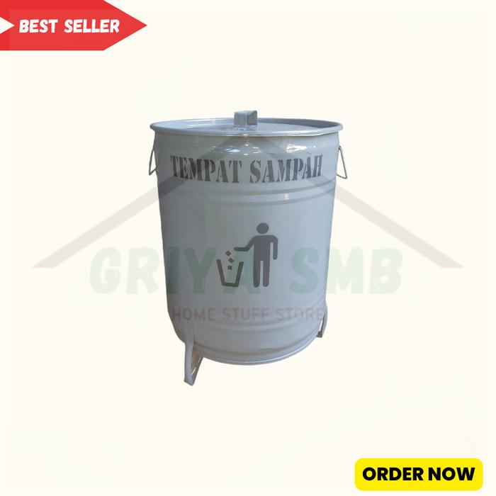 Gambar Tempat Sampah / Tong Sampah / Pot Drum Besi Besar 40liter Warna - Abu-abu dari Griya SMB undefined Tokopedia