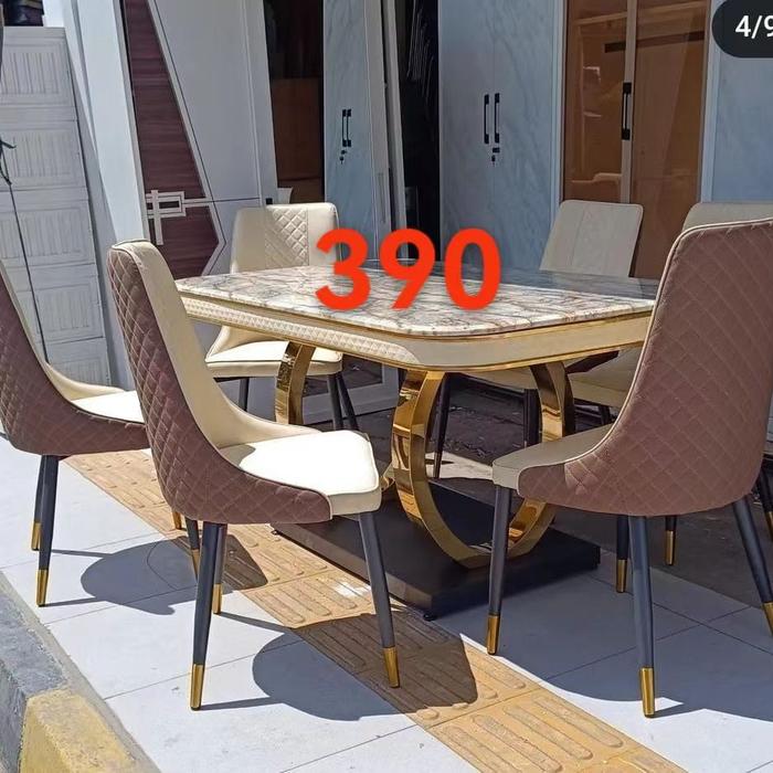 Gambar Meja makan 6 kursi minimalis marmer / meja makan kursi stainless - tipe 390 dari Laris Makmur 89 undefined Tokopedia