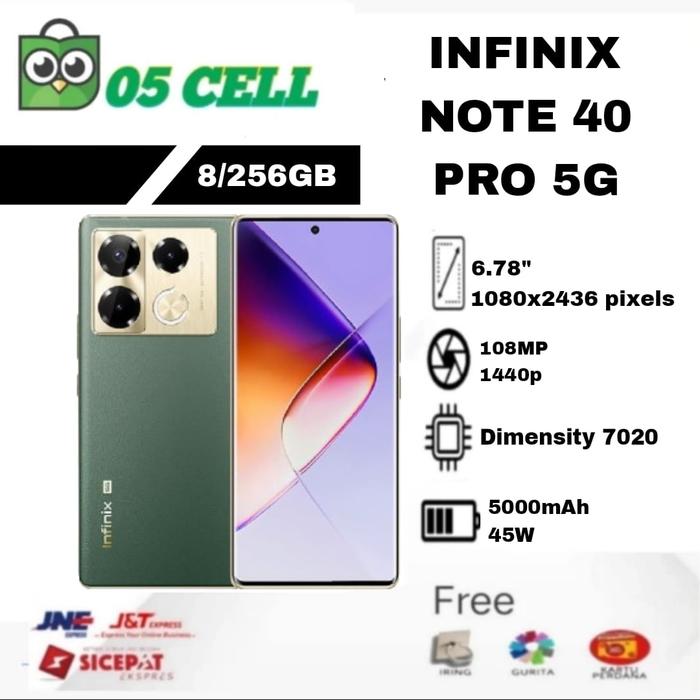 Gambar INFINIX NOTE 40 PRO 5G 8/256GB GARANSI RESMI -SMARTPHONE - Hijau dari 05Cell undefined Tokopedia