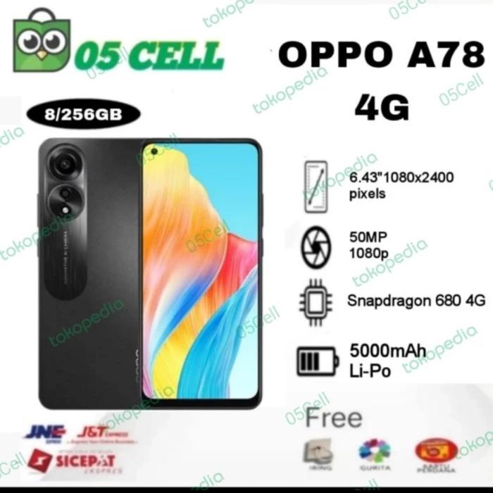 Gambar 0ppo a78 4g 8/256gb garansi resmi -SMARTPHONE - Hitam dari 05Cell undefined Tokopedia