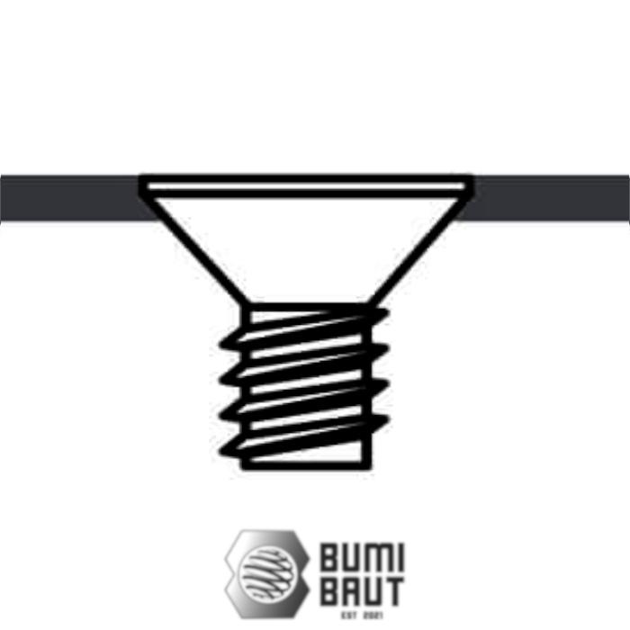 Gambar Baut JP JF M8 Machine Screw Kepala Obeng Putih - Flat Head JF, M8 X 25 dari Bumi Baut undefined Tokopedia