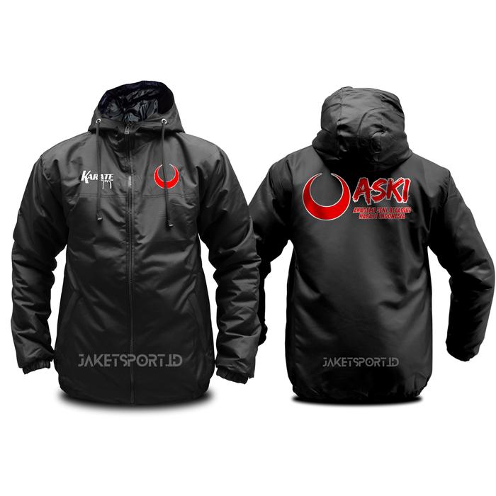 Gambar Jaket pria karate aski akademi seni bela diri karate indonesia - jaket parasut semi waterproof tahan angin 3 lapis - bisa custom - HITAM ASKI, XXL dari Jaketsportid undefined Tokopedia