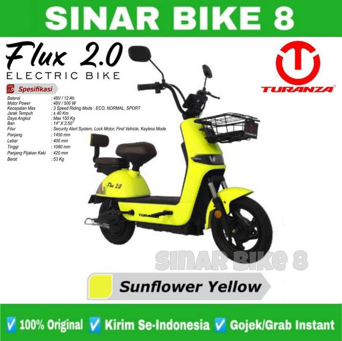 Gambar Sepeda Listrik TURANZA FLUX 2.0 BY PACIFIC 500 Watt E-Bike - Yellow dari Toko Sepeda Sinar Bike 8 undefined Tokopedia