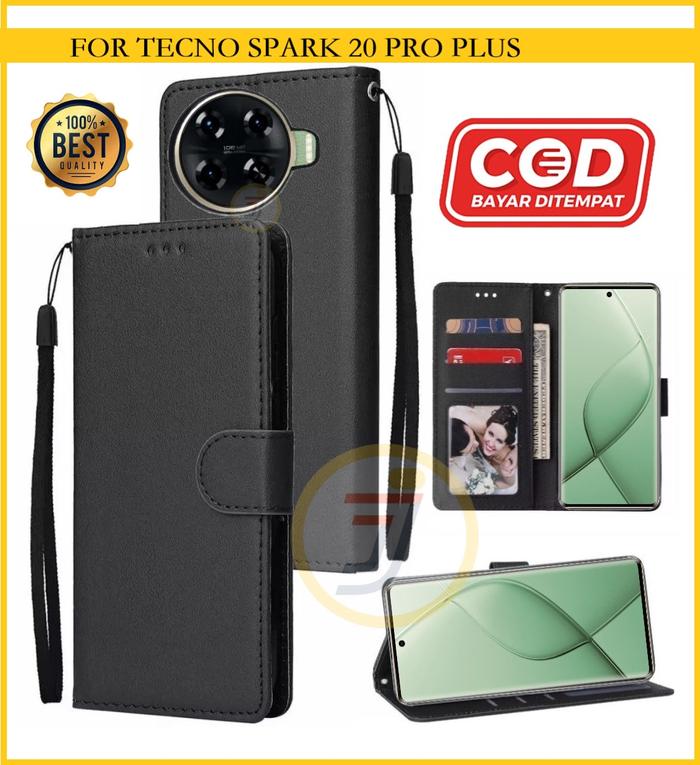 Gambar Flip Case Tecno Spark 20 Pro Plus Case Kulit Full Protection Casing Dompet Hp Premium - Hitam dari Java Acc Store undefined Tokopedia