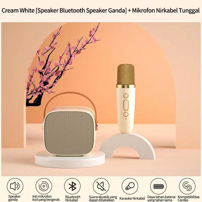 Gambar Speaker Microphone Karaoke Set Bluetooth Mini Full bass Portable Karaoke Bass K1 Microphone Premium speaker karaoke bluetooth - Beige-1MIC dari Y Z C undefined Tokopedia