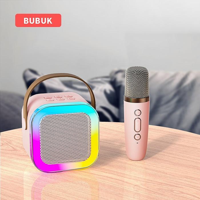 Gambar [COD] Bluetooth Mini Speaker Karaoke Speaker Portable with MIC Bluetooth  Full Bass Wireless Karaoke MP3 Player - K12 Pink-1MIC dari Y Z C undefined Tokopedia