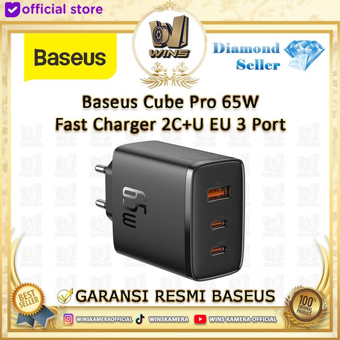 Gambar Baseus Cube Pro 65W Fast Charger 2C+U EU - Kepala Charger 3 Port - Cluster Black dari WINS OFFICIAL STORE undefined Tokopedia