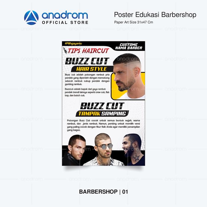 Gambar Poster Edukasi Barbershop | Poster Pangkas Rambut Pria | Poster Model Rambut Pria Terbaru | Poster Model Potong Rambut Pria | Anadrom 3697 - MODEL 01 dari anadrom undefined Tokopedia
