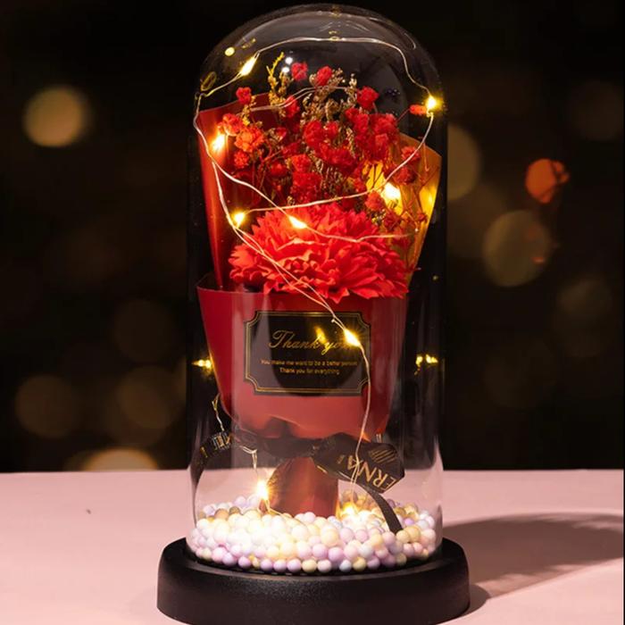 Gambar Bucket Bunga Kering Lampu Led Kaca Buket Kado Wisuda Hadiah Dekorasi Artificial Flower - Red dari insideflow id undefined Tokopedia