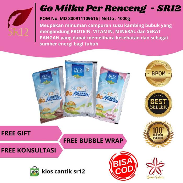 Gambar SR12 Go Milku RENCENG - Susu Kambing Untuk Kesehatan Tubuh - Strawberi dari Distributor SR12 Arrum undefined Tokopedia