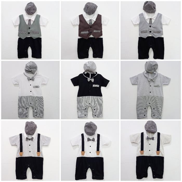 Jual Romper Bayi Laki Laki Kerah Dasi Jumpsuit Bayi Jumper