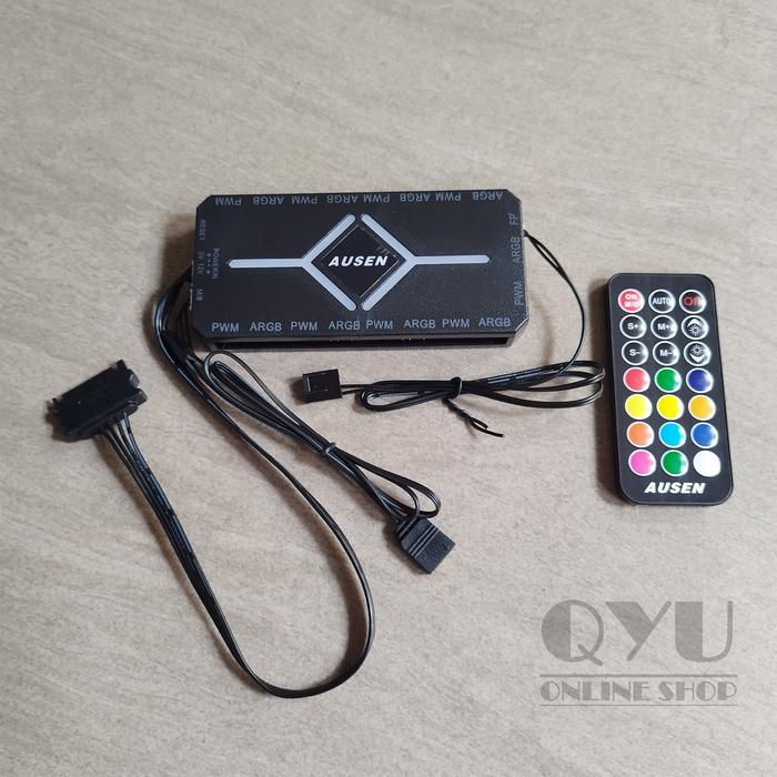Gambar AUSEN Hub Controller RGB Fan PWM ARGB 3pin Remote Control Kipas Casing Case CPU PC - Hitam dari QYU Online Shop undefined Tokopedia