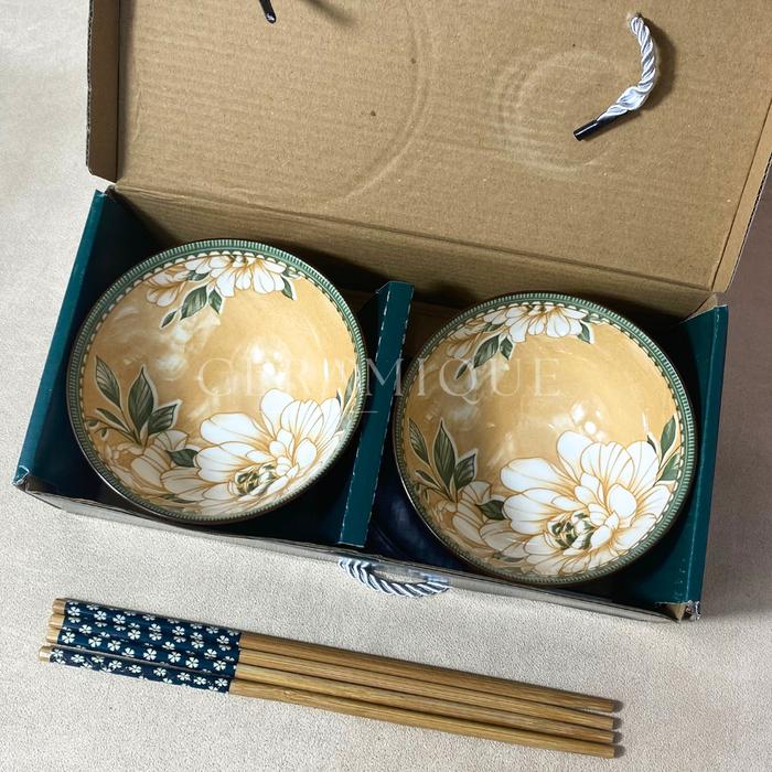 Gambar CERAMIQUE | Mangkok Keramik set isi 2 Japanese style - Mangkok set - Mangkok souvenir - Peralatan makan - GOLDIE, 11X7cm dari Ceramiquee undefined Tokopedia